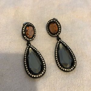 Lia Sophia silver tone rhinestone earrings